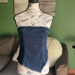 American Eagle Outfitters Blue Denim Strapless Top, Sz M